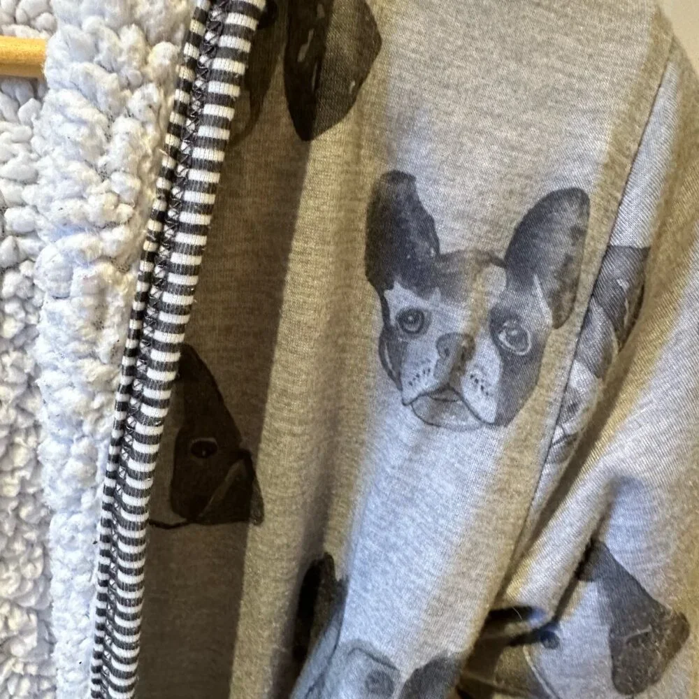 Woodrow & Friends Fleece Puppy Dog Gray  White Robe Housecoat‎ Size 5/6
